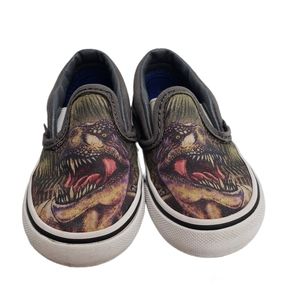 Vans Dinosaur T Rex Slip On Sneakers Size 4.5 Toddlers